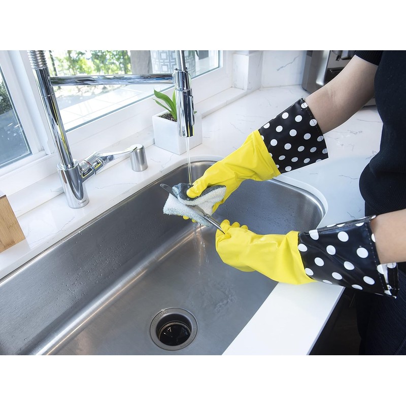 Evriholder Glam-Gloves Reusable Latex Dishwashing Gloves for Kitchen or Cleaning,