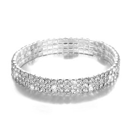 TRHDFW Layered Beach Rhinestones Anklet Silver Ankle Bracelets Crystal Foot Jewelry Adjustable for Women Girls