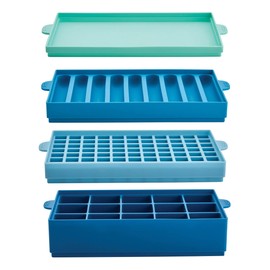 Farberware Pro Silicone Ice Cube Trays with Lid, 4-Piece, Blue