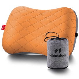 Hioutdoor Inflatable Pillow for Camping with Removable Cushion Cover, Air Cushion, Beach Pillow, Ergonomic Travel Pillow, Outdoor Inflatable Travel Neck Pillow, Comfortable Sleeping Pillow (Orange)