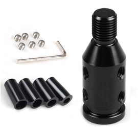 Car Gear Shift Knob Adapter, M12x1.25 Universal Gear Knob Adapter, Upgraded Aluminum Gear Stick Shifter Adapter with 4 Fittings 8mm 10mm 11mm 12mm for Non Threaded Shift Knob-Black
