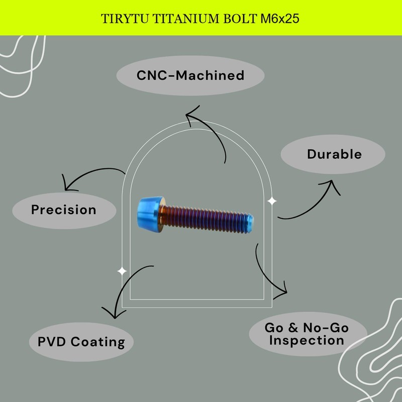 TIRYTU Titanium Bolts M6x25mm - Lightweight Design | Ideal for