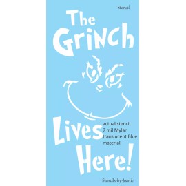 Stencils by Joanie Joanie 12x24 Stencil Grinch Lives Here Vertical Holiday Christmas DIY Art Signs