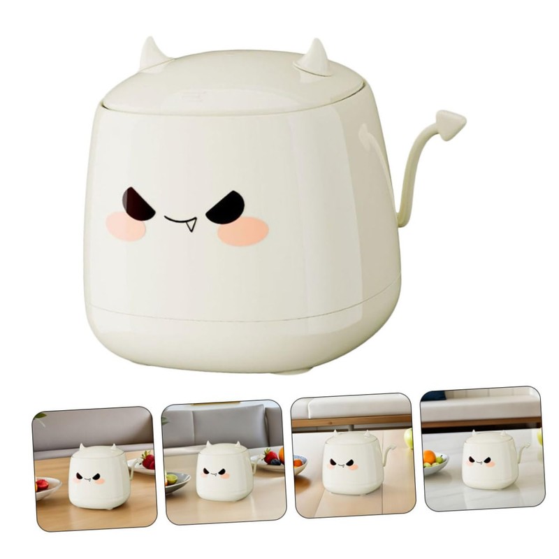 ORFOFE Cute Mini Desktop Trash Can with Press Lid Small