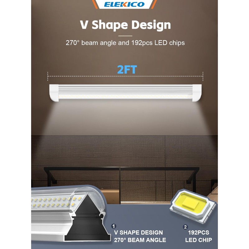 ELEKICO Led Shop Light, Super Bright 40W 5600lm 5000k Shop