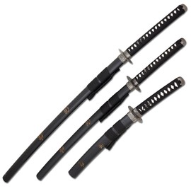 Snake Eye Tactical Two Tone 3 Piece Samurai Katana Set w/Free Sword Stand (1943)