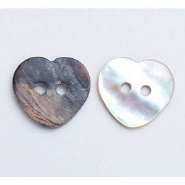 10 PCS 2 Holes Heart Star Flower Square Shaped Mother of Pearl Delicate Natural Shell Buttons for Sewing Craft Scrapbooking (Heart, 11.5mm)