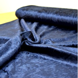 MAGAM-Stoffe 1m Katharina Crushed Velvet Shiny Velvet Fabric Clothing Cushion Furniture Sold by the Metre (19th Dark Blue)