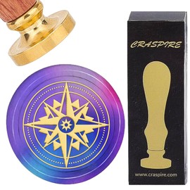 CRASPIRE Compass Wax Seal Stamp Vintage 25mm Sealing Wax Stamps Removable Brass Head with Wooden Handle for Wedding Party Envelopes Invitations Gift Packing Wrap Decoration