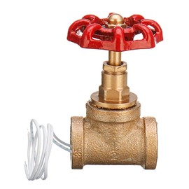 CocinaCo Vintage Steampunk 1/2 Inch Red Handle Stop Valve Light Switch with Wire for Water Pipe Lamp