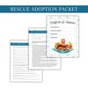 Rescue Animal Adoption Certificate Contract, Application, Certificate Form Packet for