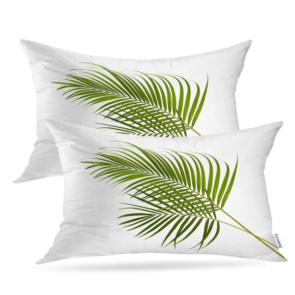 Batmerry Green Tropical Foliage Throw Pillow Covers,Areca Palm Leaves On
