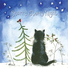 ALEX CLARK Cat and Christmas Tree Card