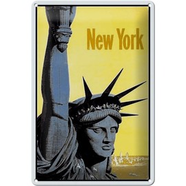 Tin Sign 20 x 30 cm – Made in Germany – Retro New York Statue of Liberty Metal Decorative Tin Sign