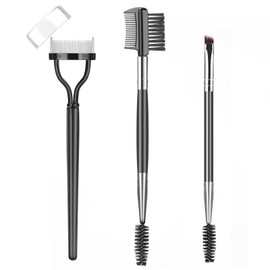 Eyelash Comb Set Eyelash Separator, Double Ended Eye Brow Brush & Eyeliner Brush, Lash Spoolie Portable Eye Makeup Tools for Women Girls, Traveling and Daily Use, 3PCS