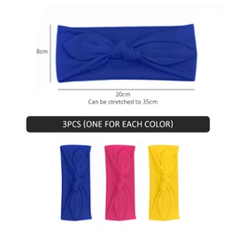 3 Pieces of Rabbit Ear Headbands, Women's Accessories, Cute Headbands, Fabric Headbands, Suitable for Birthdays, Friend Gatherings, Parties, Daily Wear (Rose Red, Royal Blue, Yellow) (20 * 8cm)
