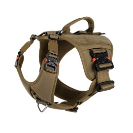 ICEFANG GN8 Tactical Dog Harness with 4X Metal Buckles for Large Sized Dogs,Reflective in Training Walking K9 Vest,No-Pull Front Leash Clip,Adjustable Pet Harness (Brown, Large (Pack of 1))