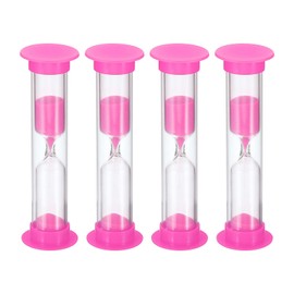 PATIKIL 3 Minute Sand Timer, 4Pcs Small Sandy Clock with Plastic Cover, Count Down Sand Glass for Games, Kitchen, Party Favors DIY Decoration, Pink