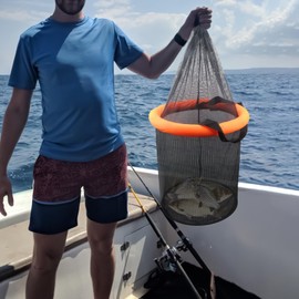 Fish Basket | Foldable Live Lure Net Cage - Portable Floating Mesh Basket with Drawstring for Crayfish Catfish Lures Storage Fly Fishing