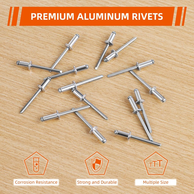 1/4" x 1/2" Aluminum Blind Rivets, Silver, 6.5 x 12.7mm