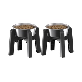 CZPET Dog Bowl Stand, 51 oz Large Capacity Raised Elevated Dog Food/Water Stainless Steel Feeder, Size Adjustable & Anti-Slip Stand for Medium Dogs (2 Pack)