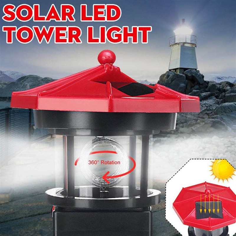 Solar Lighthouse Light, Waterproof Solar Lighthouse Outdoor Solar Led Lamp