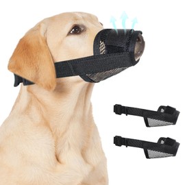 Obfuscate Muzzle for Medium Sized Dog Adjustable Dog Muzzles to Prevent Biting Barking Allows Panting and Drinking 2Pcs (Snout 5.5-7.8 in Black M)