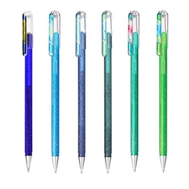 Pentel Hybrid - Dual Metallic - Liquid Gel Rollerball Pens - K110 - Cool Tones Set - Pack of 6