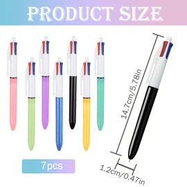 7 Pcs 4 Colour Retractable Ballpoint Pens, MultiColoured Pens All in One, Medium 1.0mm, Assorted Colors (Black, Green, Blue, Red) Smooth Writing for Office School Supplies Students Children Gift
