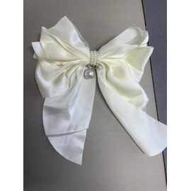 Hair clip hair accessories women hair pin oversized bow head clips elegant solid hairclips (white)