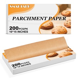 SMARTAKE 200 Pcs Pop-Up Parchment Paper Sheets, 10.7x15 Inch Pre-Cut Parchment Paper for Baking, Non-Stick Greaseproof Baking Paper for Grilling Wrapping Air Frying, Compact Volume, Unbleached