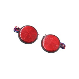 INFINAUTO 2pcs Red LED Light Round Shape Motorcycle Reflector Rear Tail Brake Stop Lamp Stylish Design