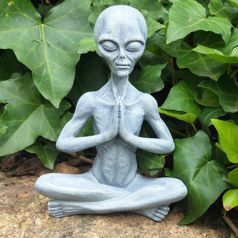 CHBDJY Yoga Alien Statue, Sci-fi Outer Space UFO Alien Figure,