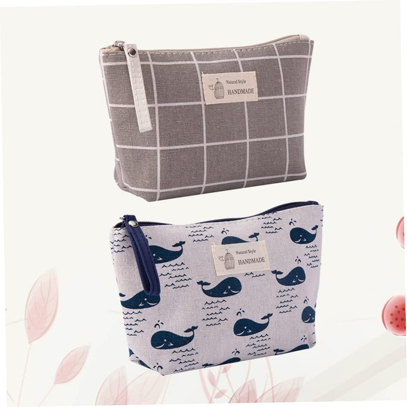IWOWHERO 2pcs Canvas Makeup Bags Multi Function Toiletries Holders with