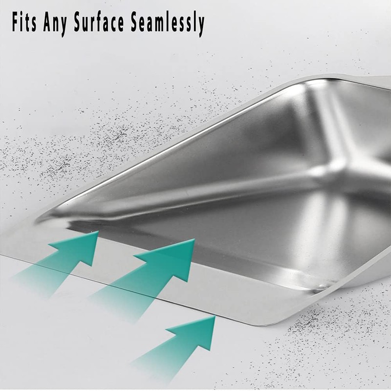 YONILL Dust Pans with Long Handle - Metal Upright Dustpan