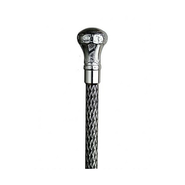 Bulb Cane Black With Glitter Etching Aluminum Shaft , Chrome Plated Brass Handle -Affordable Gift! Item #HAR-9113312