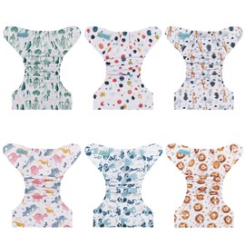 ALVABABY Cloth Diaper One Size Adjustable Washable Reusable for Baby Girls and Boys 6 Pack with 12 Inserts (Color 62)