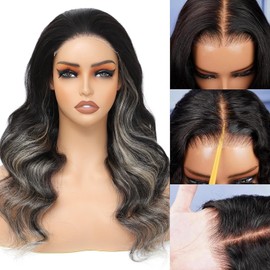 yamduly 26 Inch 5X5 HD Lace Closure Wigs Human Hair Wear and Go Glueless Wigs Human Hair Pre Plucked Pre Cut 1b/613 Body Wave Lace Front Wigs Human Hair Wigs Black Blonde Lace Front Wigs Human Hair