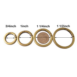 Bobeey 4pcs Round Carabiner Metal Spring Key Ring, Snap Hooks Clip, Keyring Buckle, Flat O Ring for Purses BBC40-32-Brushed Brass