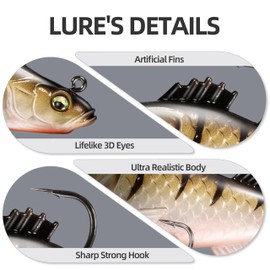 5PCS Pre-Rigged Soft Fishing Lures, Paddle Tail Swimbaits with Jig Head for Bass, Trout, Crappie, Ideal for Saltwater & Freshwater Fishing, Perfect Fishing Gift for Men(2.6", 0.36 oz)