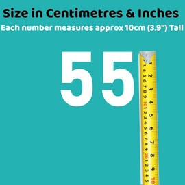 Pack of 5 10cm/3.9" Waterproof House Number Wheelie Bin Stickers - Recycling Box Text Sticker - Party Age Decorations - Numbers for Wheelie Bins - Peel & Stick (55)