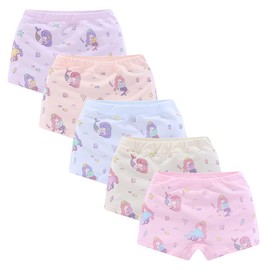 CHUNG Toddler Little Girls Kids Briefs Panties Soft Cotton Boyshort Underwear Set 5/6 Pack (5-6 Years, Mermaid)