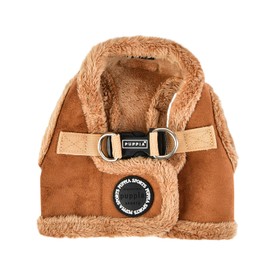 Puppia Terry Vest Dog Harness Step-in Winter Suede Warm No Choke No Pull Training Walking for Small and Medium Dog, Brown, Large