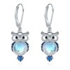 MONGAS Owl Earrings Sterling Silver Owl Dangle Earrings Bird Jewelry