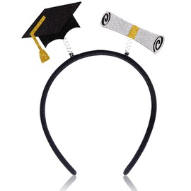 2024 Graduation Headband Glitter Hair Supplies Graduation Cap Hair Decorations Bachelor Hat Hair Band Party Hair Hoop Hat Test Paper Design Head Boppers Headwear Headdress Accessories Supplies 1PCS