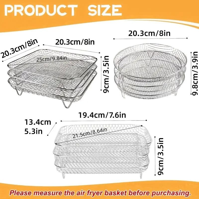 AIMALL 3-Piece Air Fryer Grill Rack – Food Grade 304