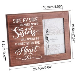 FINGERINSPIRE Side By Side or Miles Apart Sister Will Always be Connected By The Heart, Sister Wooden Picture Frame 10x15cm Unique Photo Frame Graduation Going Away Birthday Gifts for Sister Friends