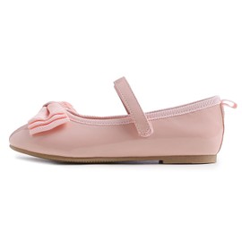Feversole Bailarinas Niña de Vestir - Zapatos Cómodos para Ceremonias - Ballet Flats, Bow Tie Pink Vegan Patent Leather, 32 EU