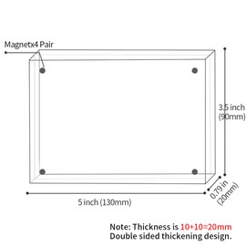 Sezanrpt Acrylic Photo Frames 3.5x5 Double Side Magnets Picture Frame, Magnetic Picture Frames for 3x4, 3x5, 3.5x4.5 photo, 10 + 10MM Thickness 1Pack