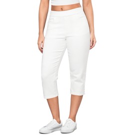 GRAPENT Plus Size Capris for Women White Stretch Jeans for Women Cream White Size X-Large US 16 to 18